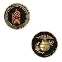 Marine Corps Serg EAN T Major Black Gold Silver Ega 1.75&quot; Challenge Coin - £28.93 GBP