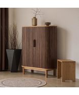 Modern Black Walnut Shoe Cabinet, Minimalist Small-Space Storage Entrywa... - $33,041.55 MXN