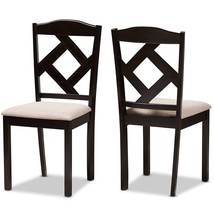 Bowery Hill Dining Side Chair in Beige and Brown (Set of 2) - £123.49 GBP