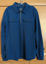 LL Bean Men’s Traditional Fit 1/4 Zip L/S Pocket Polo Safari Shirt Blue Sz L Reg - £18.88 GBP