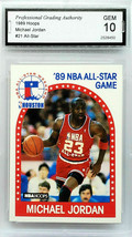 Graded 10 Hof! Michael Jordan 1989 Nba Hoops #21 &quot;ALL-STAR&quot; Bulls Basketball - £275.18 GBP