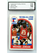 GRADED 10  HOF! MICHAEL JORDAN 1989 NBA HOOPS #21 &quot;ALL-STAR&quot; BULLS BASKE... - £235.24 GBP