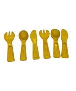 Vtg 2 Sets Fisher Price Play Fun With Food Yellow Plastic Silverware Cut... - $6.92