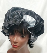 XL Black &amp; White Reversible Solid Color Satin Bonnet Hat - $13.00