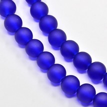 Bead lot 5 strands 31 inches long frosted round blue 4mm BR77 - £7.58 GBP