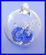 Hanging Glass Ball 4&quot; Diameter Cobalt Base Clear Tree Witch Ball (1) HGB16 - $16.93