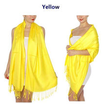Yellow - 2Ply Scarf 78X28 LONG Solid Silk Pashmina Cashmere Shawl Wrap - £14.37 GBP