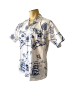 Vintage Shoreline Hawaiian Shirt Hawaii Islands Blue/White Map Print - M... - $38.91 CAD