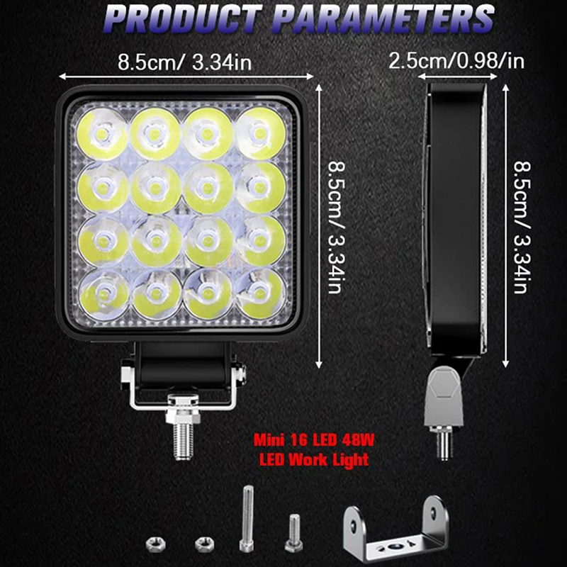 Super Bright 48W Car LED Work Lights for Clear Visibility - Waterproof and Dus - £22.39 GBP
