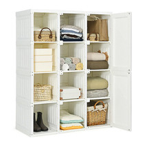Clothes Foldable Armoire Wardrobe Closet with 12 Cubby Storage - Color: White -  - $342.67 CAD