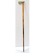 Antique Carved Brass Tomahawk Handle Wood 32 1/2&quot; Walking Stick Cane - $1,680.66 MXN