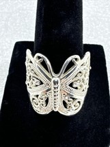 925 A Sterling Silver - Open Scroll With Rhinestones Butterfly Ring Sz 8.5 - $55.88