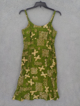 Hawaiian Moon Spaghetti Strap Women&#39;s Dress SZ L Forest Green Zipper Bat... - £18.37 GBP