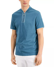 INC Men&#39;s Regular-Fit Ottoman Stripe Baseball-Collar Shirt in Dusty Teal-XS - £15.95 GBP