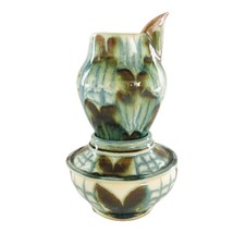Stackable Ceramic Creamer &amp; Sugar W Lid Handmade Earthy Glaze Artist Signed Boho - £36.98 GBP