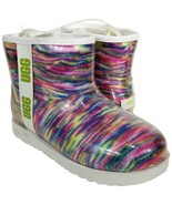 UGG Rainbow Pixelate Rain Boots Womens Size 6 Mini Slides 1129051K Clear... - £78.66 GBP