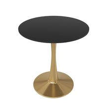 LeisureMod Bristol 24&quot; Round Dining Table Gold Base with Black Top - $159.74+
