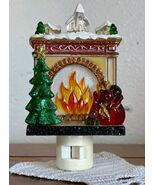Vintage Costco Plug-In Glitter Christmas Fireplace Night Light Preowned - $12.95