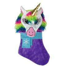 Holiday Time Plush Unicorn Snowflake 20 inch Christmas Stocking Purple New - £8.26 GBP