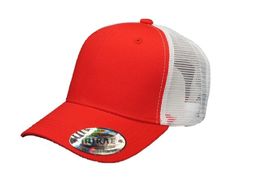 Red White - Trucker Hat Cotton Mesh Solid Polo Style Baseball Cap - £14.68 GBP