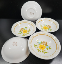 5 Mikasa Siena Coupe Cereal Bowls Set Vintage Floral Terra Stone 7124 Japan Lot - £44.52 GBP