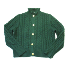 NWT J.Crew Cable-knit Ruffleneck Cardigan in Heather Pine Sweater XXL - £68.31 GBP