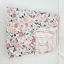 Baby Blanket Pink White Blue Flower Floral Stripe Soft 2 Ply SL Home Fashions ? - £44.41 GBP