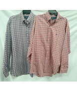 2 Blake Dress Shirts Ralph Lauren Red &amp; Purple Plaid Long Sleeve Large - $25.42 CAD