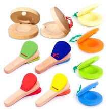 Percussion Instrument Wooden Hand Clappers Handle Castanets Educational ... - $6.99+
