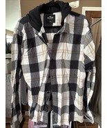 Hollister Mens Black/White Plaid Hooded Flannel Button Down Long  Sleeve... - $227.99 MXN