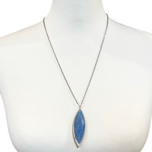 Kendra Scott Milla Lariat Necklace Brushed Silver Tone Blue Lace Agate - £40.42 GBP