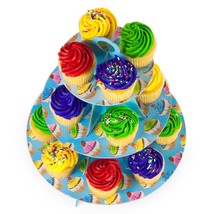 [Pack Of 4] Blue 3 Tier Cupcake Stand, 14in Tall by 12in Wide - £29.43 GBP