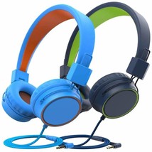 2 Pack Kids Headphones Stereo Foldable Headphones Adjustable Wired Over Ear Head - £28.76 GBP