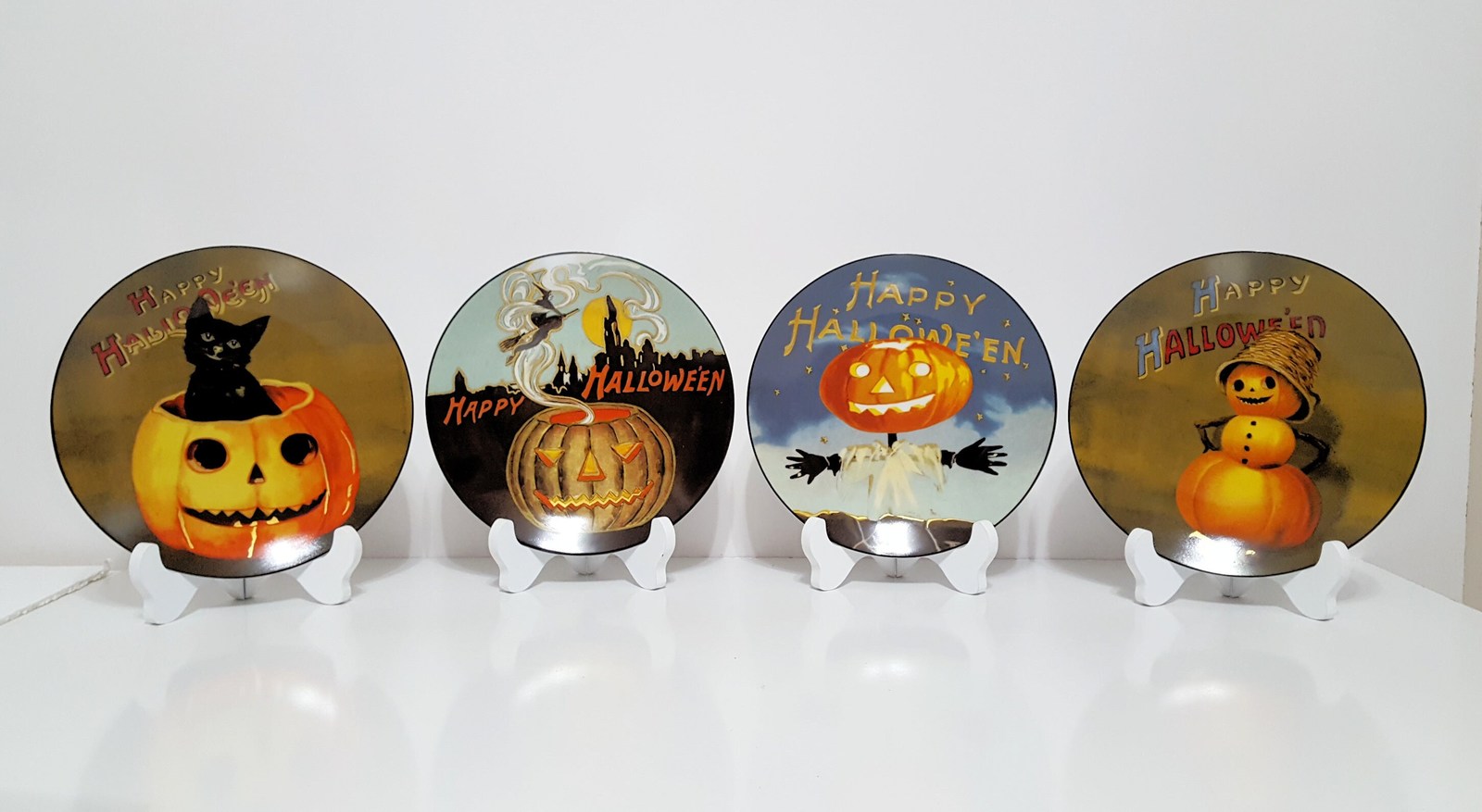 NEW Williams Sonoma Set of 4 Mixed Vintage Halloween Salad Plates 8 1/2&quot;... - $87.99