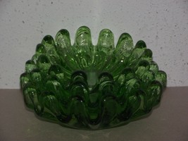 Vintage 3pc 6.5&quot; ruffled green glass nesting dishes nut candy bowls set ~F - £11.99 GBP