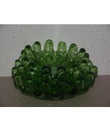 Vintage 3pc 6.5&quot; ruffled green glass nesting dishes nut candy bowls set ~F - £11.99 GBP