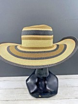 Womens Sun Hat Collection Eighteen Striped Paper Straw Floppy Beach Hat - £15.81 GBP