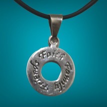Sterling Silver Friends Faith Family Eternity Circle  LeatherNecklace 17” 8/19 - £51.77 GBP
