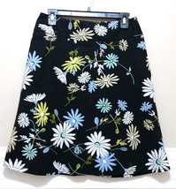 RAFAELLA Size 6 Womens Skirt Navy Blue Floral Knee Length Daisy Modest S... - $18.86