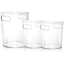 3 Pack Of Round Trash Can, Acrylic Wastebasket Garbage Can, Small Clear Little T - £26.78 GBP