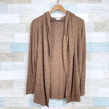 Silence &amp; Noise UO Hacci Knit Hooded Cardigan Sweater Brown Longline Wom... - £15.49 GBP