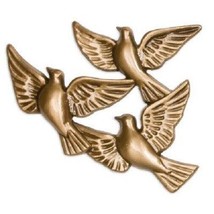 Brass Flying Doves Applique for Round Cremation Urn, Pewter Also Available - £55.74 GBP