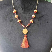 Womens Fashions Multicolor Gemstone Glass Beaded Collar Pendant Necklace - £22.31 GBP