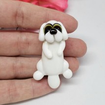 Handmade Artisan Lampwork Glass Dog Puppy Bead White Bead - £13.33 GBP