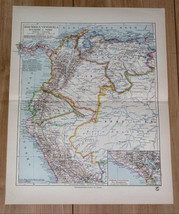 1924 Original Vintage Map Of Colombia Venezuela Ecuador Peru South America - £13.45 GBP
