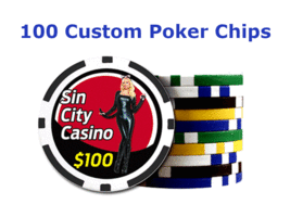 100 Custom Poker Chips : Both sides printed in Full Color with your designs - £87.83 GBP