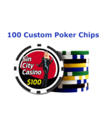 100 Custom Poker Chips : Both sides printed in Full Color with your designs - £88.04 GBP