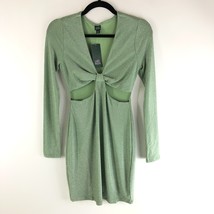 Wild Fable Mini Dress Metallic Bodycon Long Sleeve Cutout Stretch Green M - $12.59