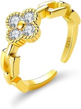 Gold T Bar Knot Ring Adjustable Luxury Swarovski Paris Designer Ami Vintage Link - £10.96 GBP