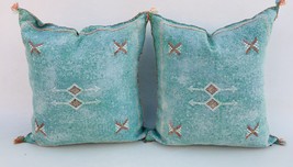 Early 21st Century Moroccan green turquoise Sabra Pillows Covers- a Pair - $3,411.82 MXN